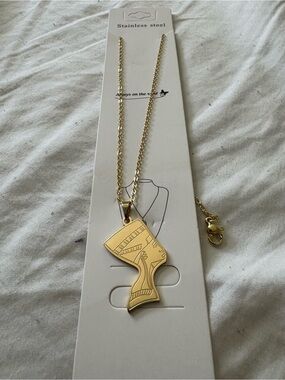 Gold-Tone Egyptian Nefertiti Pendant Necklace - Stainless Steel
